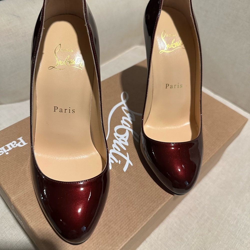 Christian Louboutin Dark Red Patent Heels - Picture 2 of 6